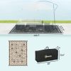 Reversible Outdoor Rug, Waterproof Plastic Straw with Carry Bag, 9' x 12', Black & Beige Rhombus - Black