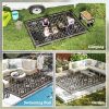 Reversible Outdoor Rug, Waterproof Plastic Straw with Carry Bag, 9' x 12', Black & Beige Rhombus - Black