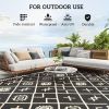 Reversible Outdoor Rug, Waterproof Plastic Straw with Carry Bag, 9' x 12', Black & Beige Rhombus - Black