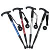 Four-Section Curved Handle Trekking Pole for Camping - Black - Walking Sticks