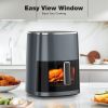 Air Fryer 6 Quart Capacity with Window Square Air Fryer 12-in-1 Air Fry, Roast, Reheat, Dehydrate, Bake, Steam with 400F - gray