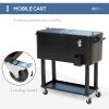 80 QT Rolling Cooling Bins Ice Chest on Wheels Outdoor Stand Up Drink Cooler Cart for Party, Black - Black