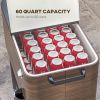 60 Quart Outdoor Cooler Cart, Rolling Ice Chest with Bottom Shelf and Bottle Opener for Backyard, Deck, Poolside Party - Default Title