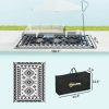 Reversible Outdoor Rug, Waterproof Plastic Straw with Carry Bag, 8' x 10', Black & White Rhombus Patchwork - Black