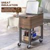60 Quart Outdoor Cooler Cart, Rolling Ice Chest with Bottom Shelf and Bottle Opener for Backyard, Deck, Poolside Party - Default Title