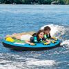 3-Person Inflatable Boat Tube Towable Platform with Double Valves - Blue