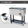 80 QT Mobile Cooler Station on Wheels for Outdoor Parties, Elegant Stainless Steel - default