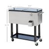 80 QT Mobile Cooler Station on Wheels for Outdoor Parties, Elegant Stainless Steel - default