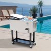 80 QT Mobile Cooler Station on Wheels for Outdoor Parties, Elegant Stainless Steel - default