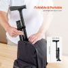 Folding Walking Stick with Adjustable Height - Black - Cane