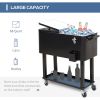 80 QT Rolling Cooling Bins Ice Chest on Wheels Outdoor Stand Up Drink Cooler Cart for Party, Black - Black