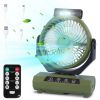 20000mAh Rechargeable Oscillating Camping Fan with Flashlight
